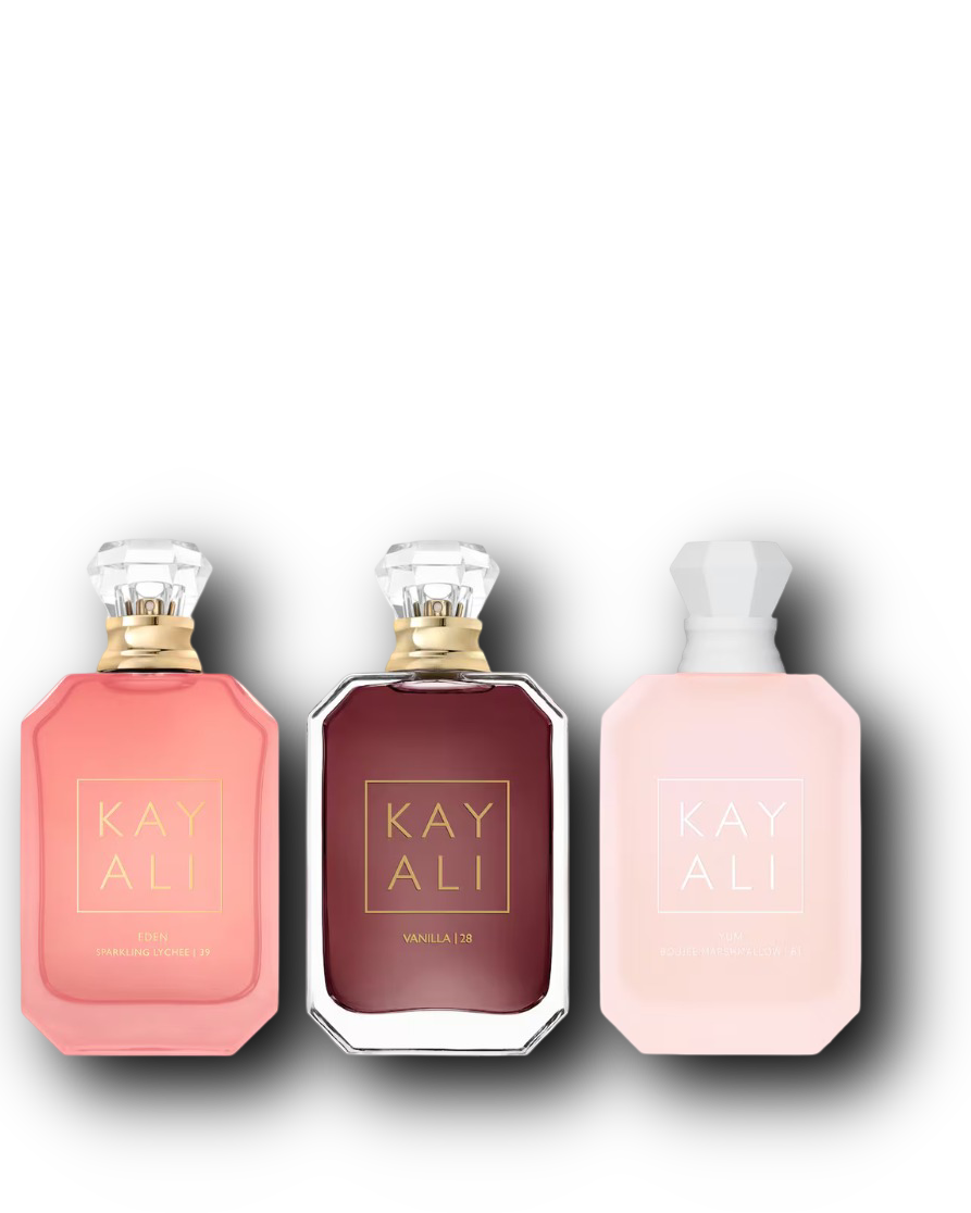 Kayali Sample Bundle – Eden Sparkling Lychee 39 · Vanilla 28 · Yum Boujee Marshmallow 81 | 3 × 2–10 ml