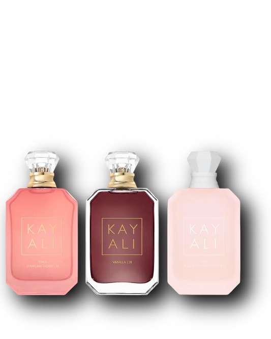 Kayali Sample Bundle – Eden Sparkling Lychee 39 · Vanilla 28 · Yum Boujee Marshmallow 81 | 3 × 2–10 ml