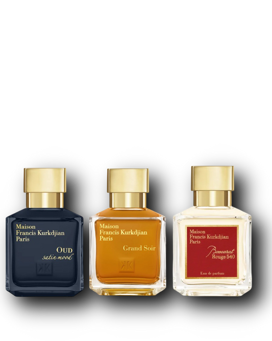 MFK Sample Bundle – Grand Soir · Baccarat Rouge 540 · Oud Satin Mood | 3 × 2–10 ml