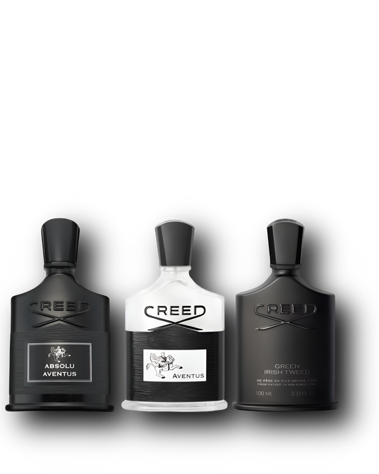 Creed Sample Bundle – Aventus · Aventus Absolute · Green Irish Tweed | 3 × 2–10 ml